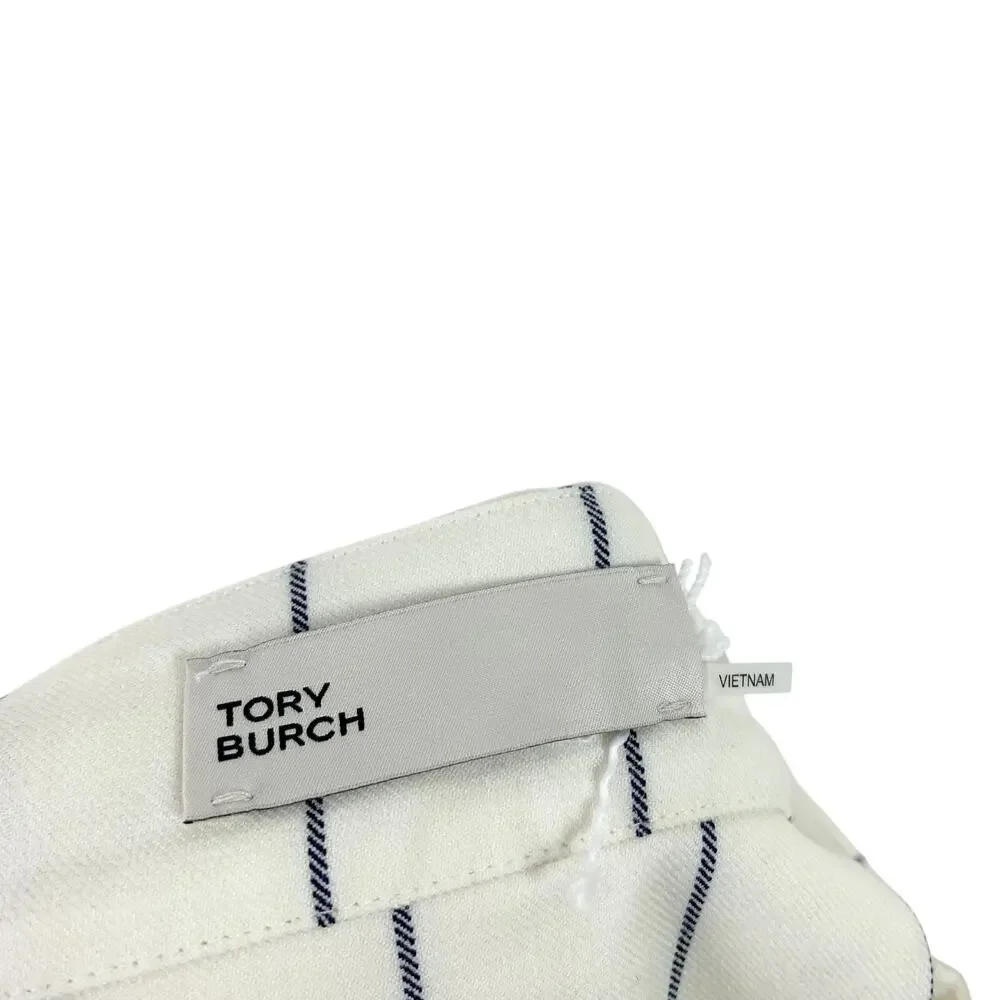 Tory Burch Wool Performance Pleated Golf Mini Skirt New Ivory Light Stripe 2